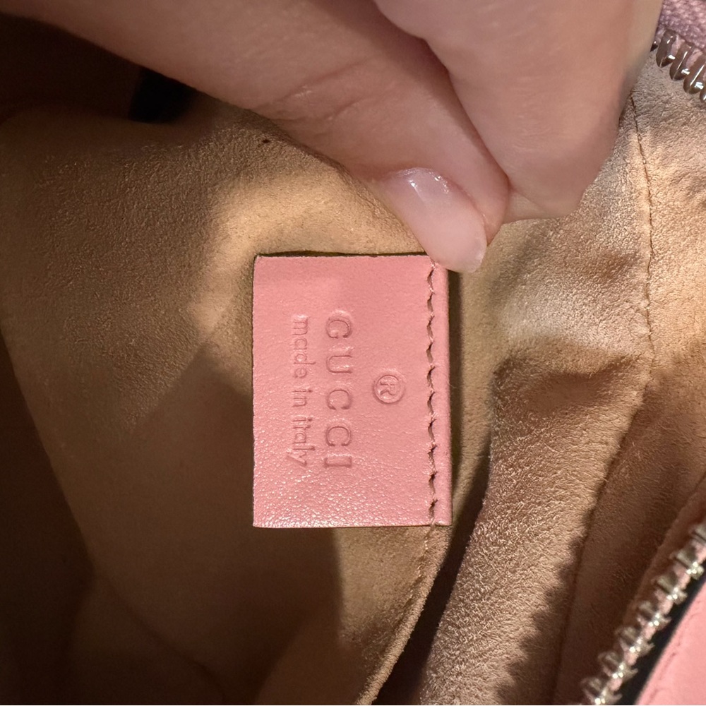 AUTHENTIC GUCCI Pink leather Marmont crossbody bag in small with box & dustbag - Picture 9 of 12